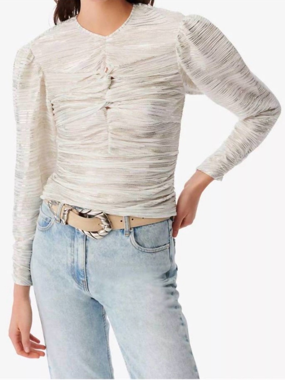 IRO Darlia Wrap Around Long Sleeve in Ecru/Gold